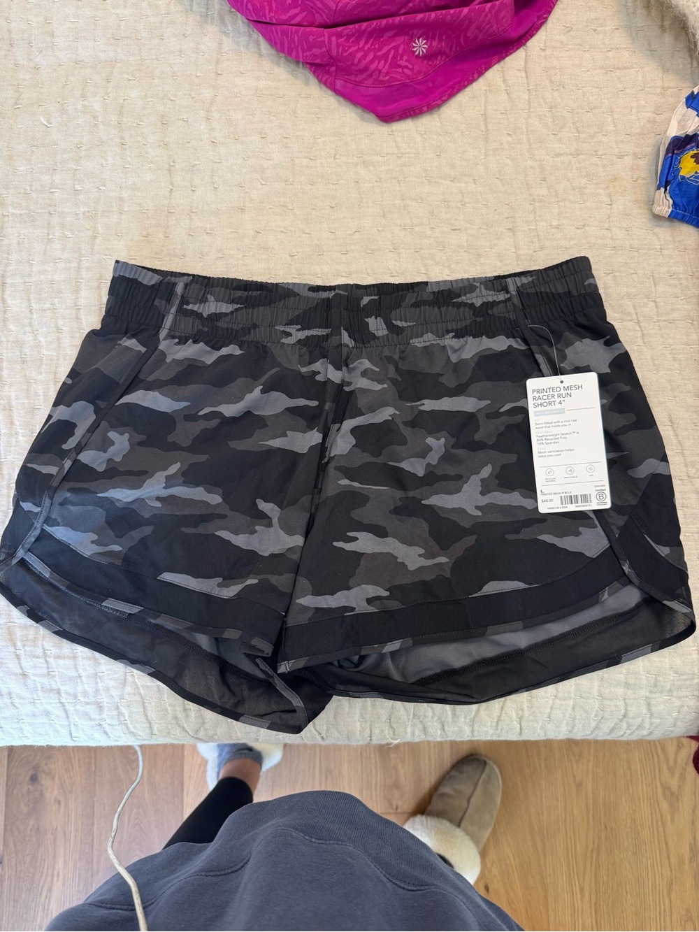 Athleta Black Camo Mesh Athletic Shorts